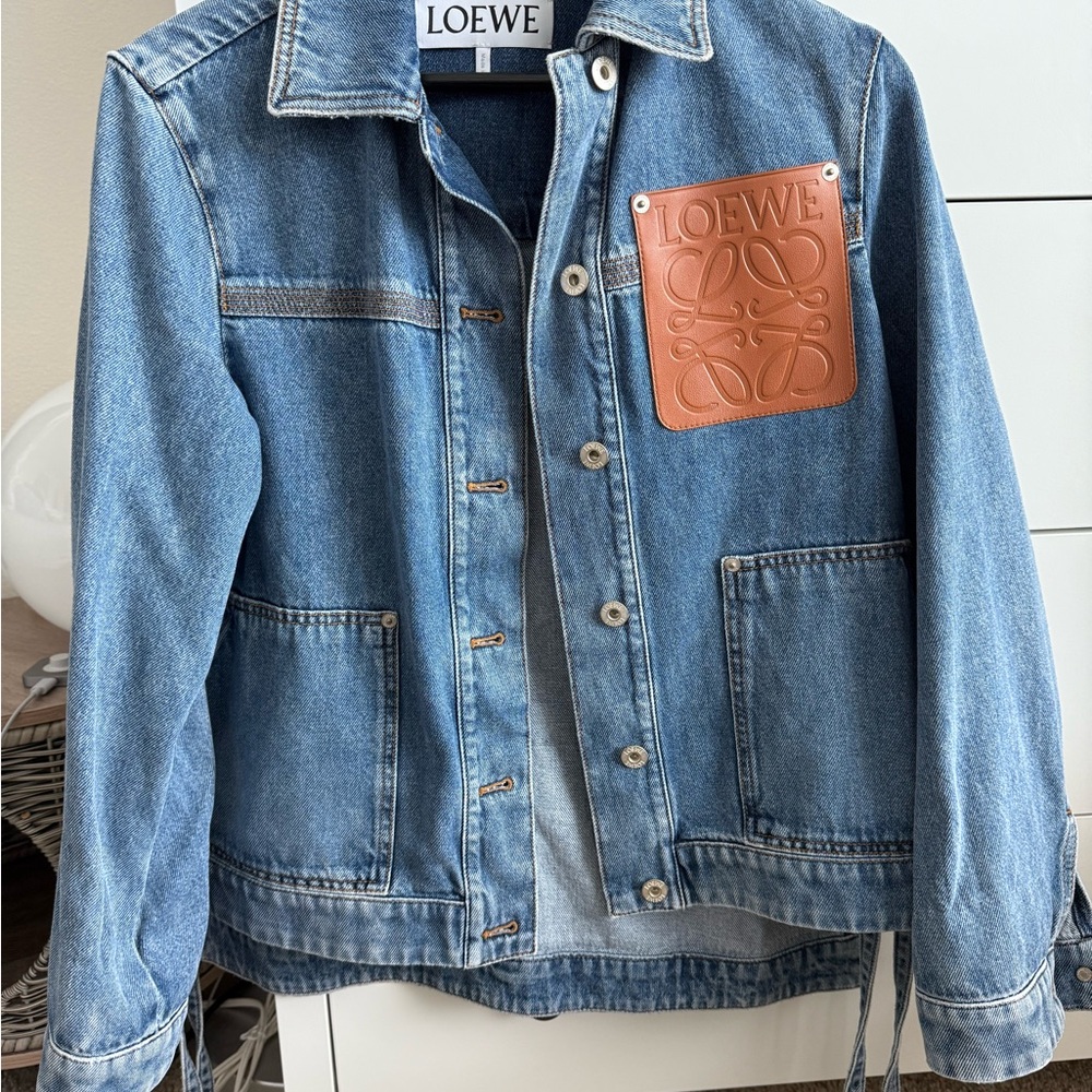 ❌SOLD❌Loewe Blue Denim Jacket with Tan Patch